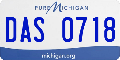 MI license plate DAS0718