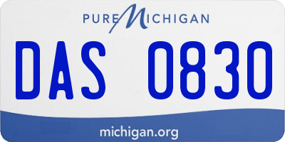 MI license plate DAS0830