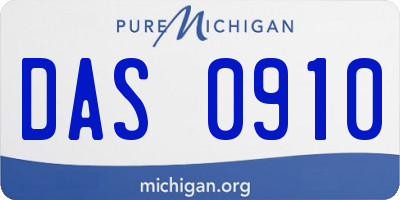 MI license plate DAS0910