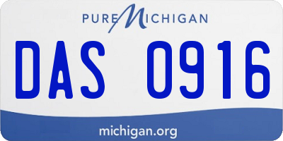 MI license plate DAS0916