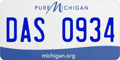 MI license plate DAS0934
