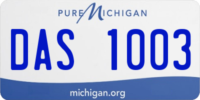 MI license plate DAS1003