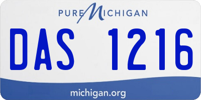 MI license plate DAS1216