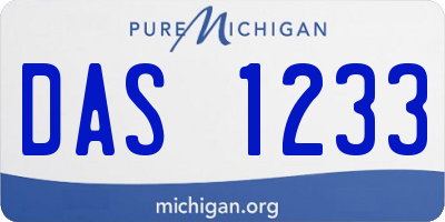 MI license plate DAS1233