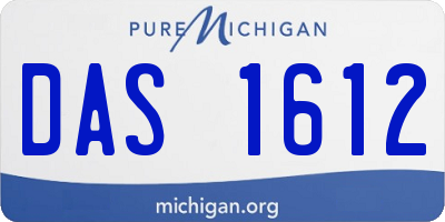 MI license plate DAS1612