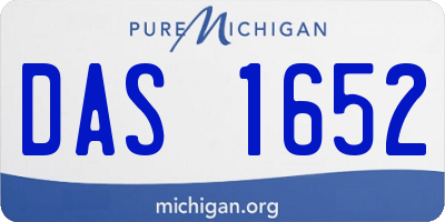 MI license plate DAS1652