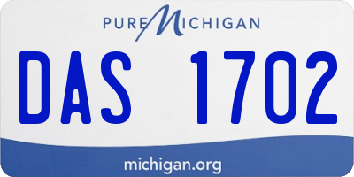MI license plate DAS1702