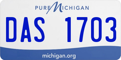 MI license plate DAS1703