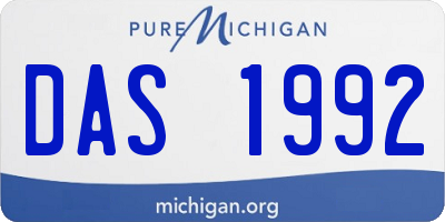 MI license plate DAS1992