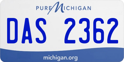 MI license plate DAS2362