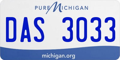 MI license plate DAS3033
