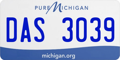 MI license plate DAS3039