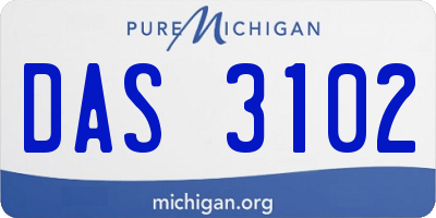 MI license plate DAS3102