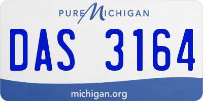MI license plate DAS3164