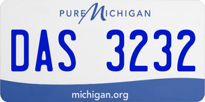 MI license plate DAS3232