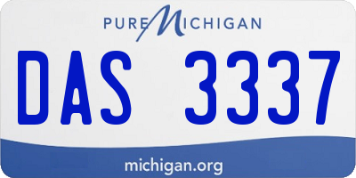 MI license plate DAS3337