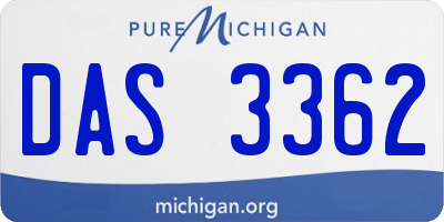MI license plate DAS3362