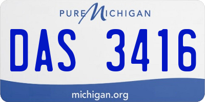 MI license plate DAS3416