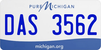 MI license plate DAS3562