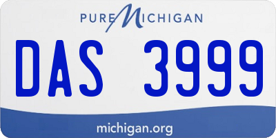 MI license plate DAS3999