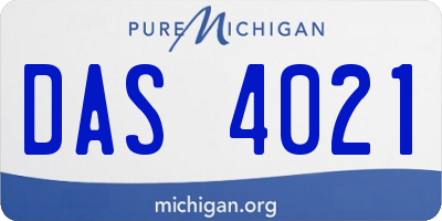 MI license plate DAS4021