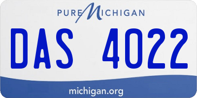 MI license plate DAS4022