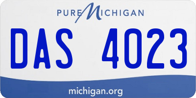 MI license plate DAS4023