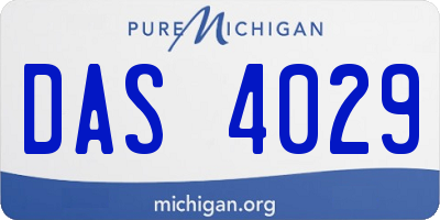 MI license plate DAS4029