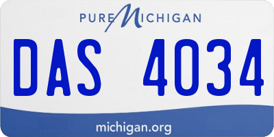 MI license plate DAS4034