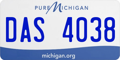 MI license plate DAS4038