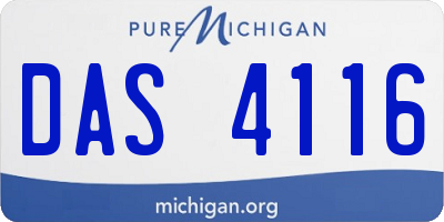 MI license plate DAS4116