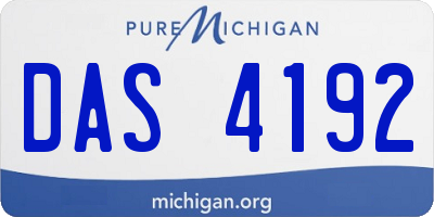 MI license plate DAS4192