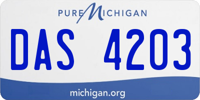 MI license plate DAS4203