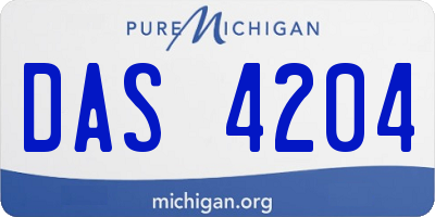 MI license plate DAS4204