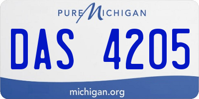 MI license plate DAS4205