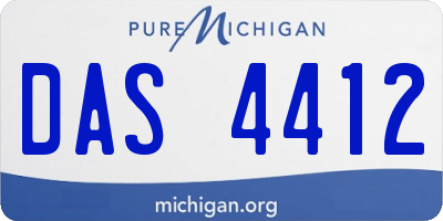 MI license plate DAS4412