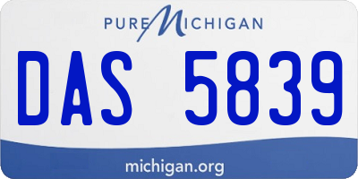 MI license plate DAS5839
