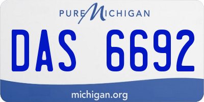 MI license plate DAS6692