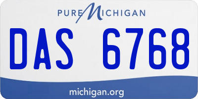 MI license plate DAS6768