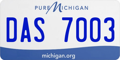 MI license plate DAS7003