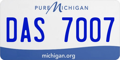 MI license plate DAS7007