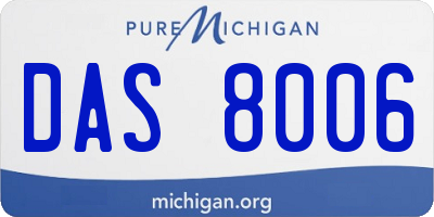 MI license plate DAS8006