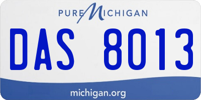 MI license plate DAS8013