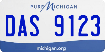 MI license plate DAS9123