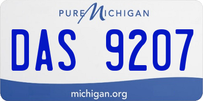 MI license plate DAS9207