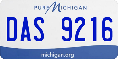 MI license plate DAS9216