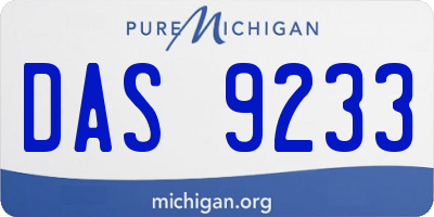 MI license plate DAS9233