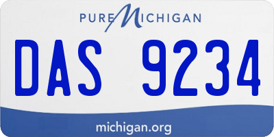MI license plate DAS9234