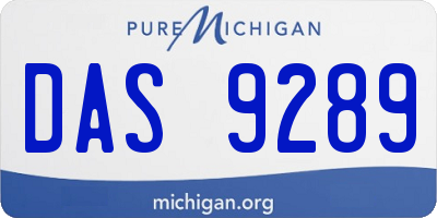 MI license plate DAS9289