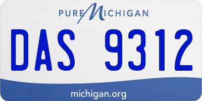 MI license plate DAS9312